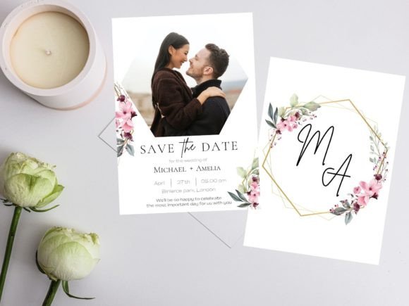 Download Floral Photo Save the Date Card Template - Floral Collection