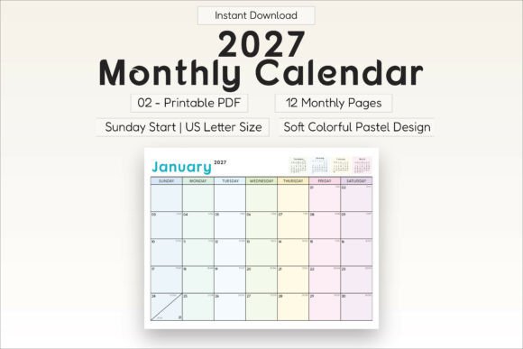 Download 2027 Monthly Calendar Printable - 2027 Collection