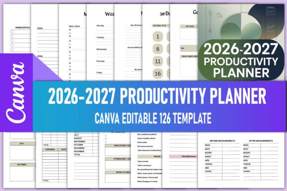 Download 2026-2027 Productivity Planner Canva KDP - 2027 Collection