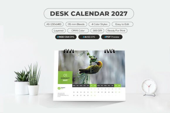 Download 2027 Desk Calendar A5 - 2027 Collection