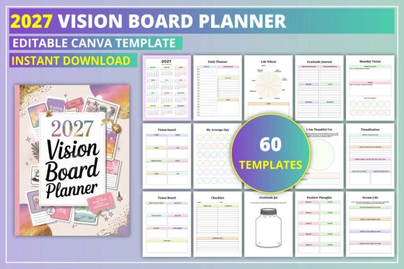 Download Editable 2027 Vision Board Planner - 2027 Collection