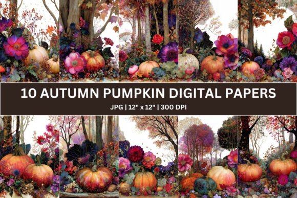 Download 10 Pumpkin Forest Digital Paper - Premium Resources