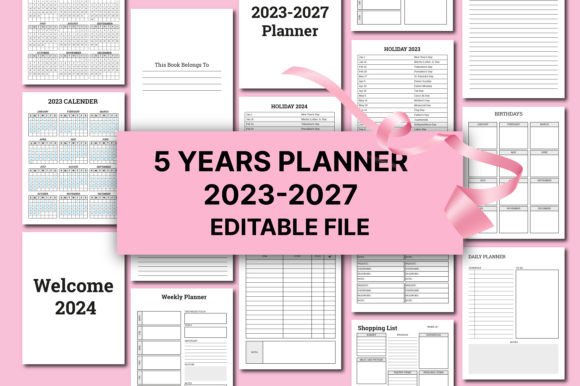 Download Editable 5 Years Planner 2023-2027 - 2027 Collection