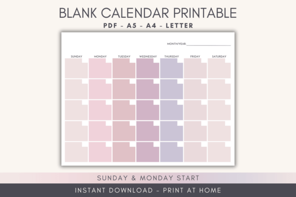 Download Mauve Blank Calendar Printable - Blank calendar Collection