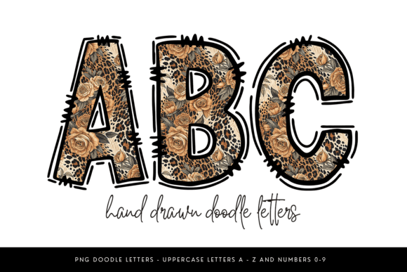 Download Leopard Floral Alpha Doodle Letters PNG - Floral Collection