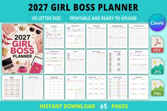 Download Editable 2027 Girl Boss Planner - 2027 Collection