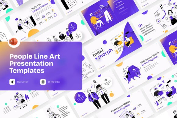 Download People Line Art Presentation PowerPoint - Art presentation Collection