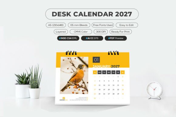 Download A5 Size Desk Calendar 2027 - 2027 Collection