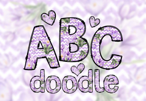 Download Purple Floral Glitter Doodle Letters PNG - Floral Collection