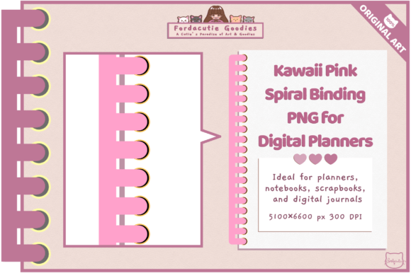 Download Pink Spiral Binding PNG for Planners - Planners Collection