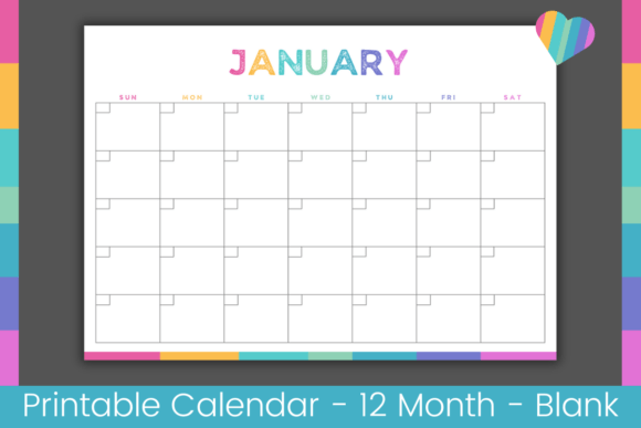 Download Colorful Blank Calendar Printable - Blank calendar Collection