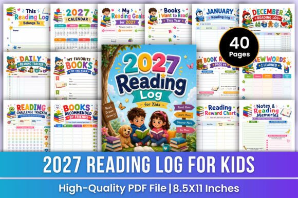 Download 2027 Reading Log for Kids | Tracker Kdp - 2027 Collection