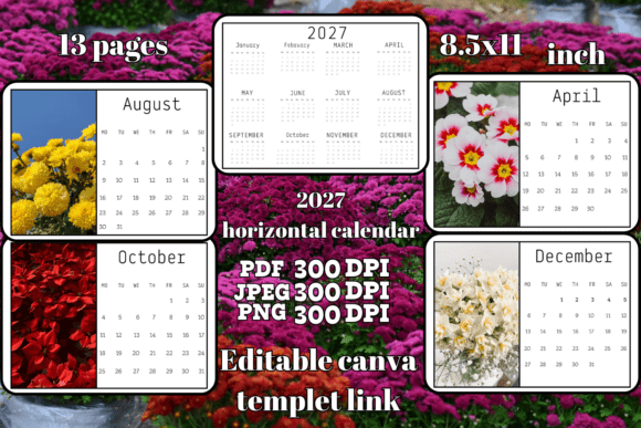 Download 2027 Horizontal Calendar with Images 2 - 2027 Collection