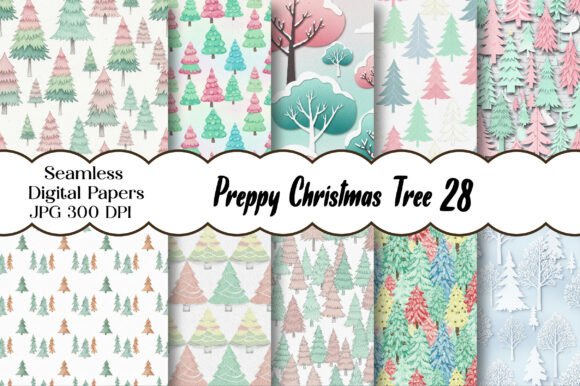 Download Preppy Christmas Tree Digital Paper - Premium Resources
