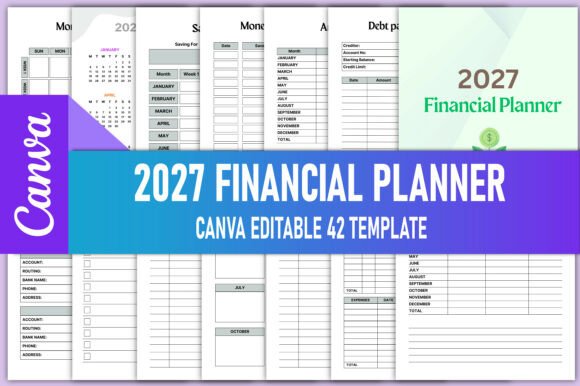 Download Editable 2027 Financial Planner Canva - 2027 Collection